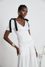 Cyrielle şerit maksi elbise