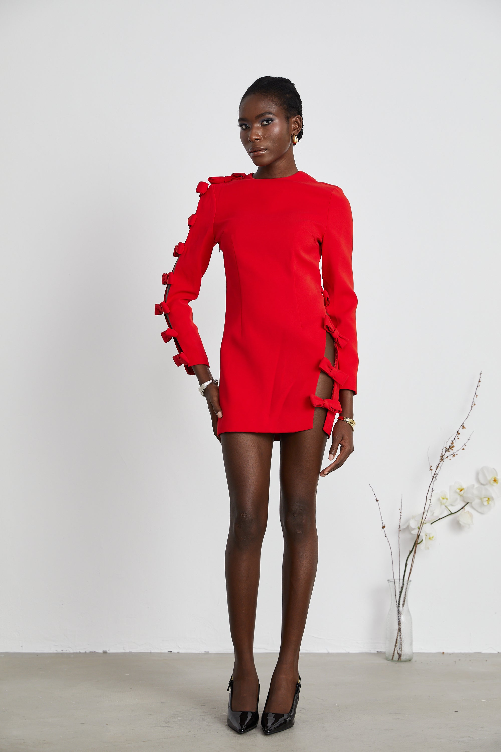 Sasha fiyonk dekolteli mini elbise