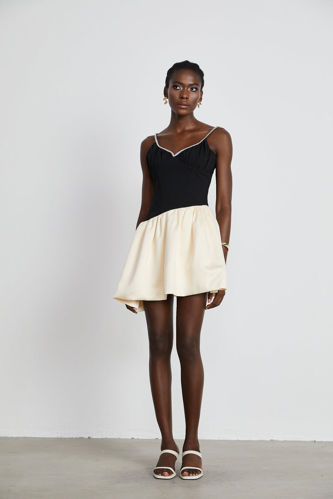 Sophie kontrast mini elbise