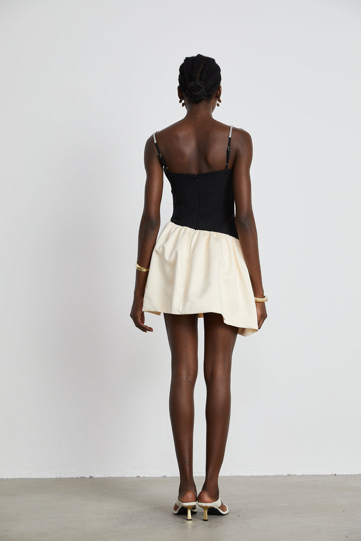 Sophie kontrast mini elbise