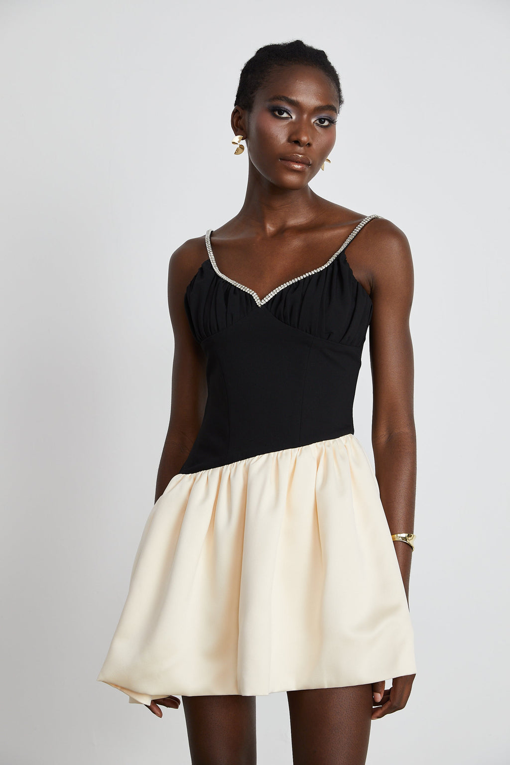 Sophie kontrast mini elbise