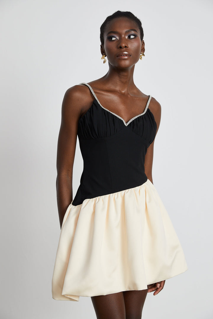 Sophie kontrast mini elbise