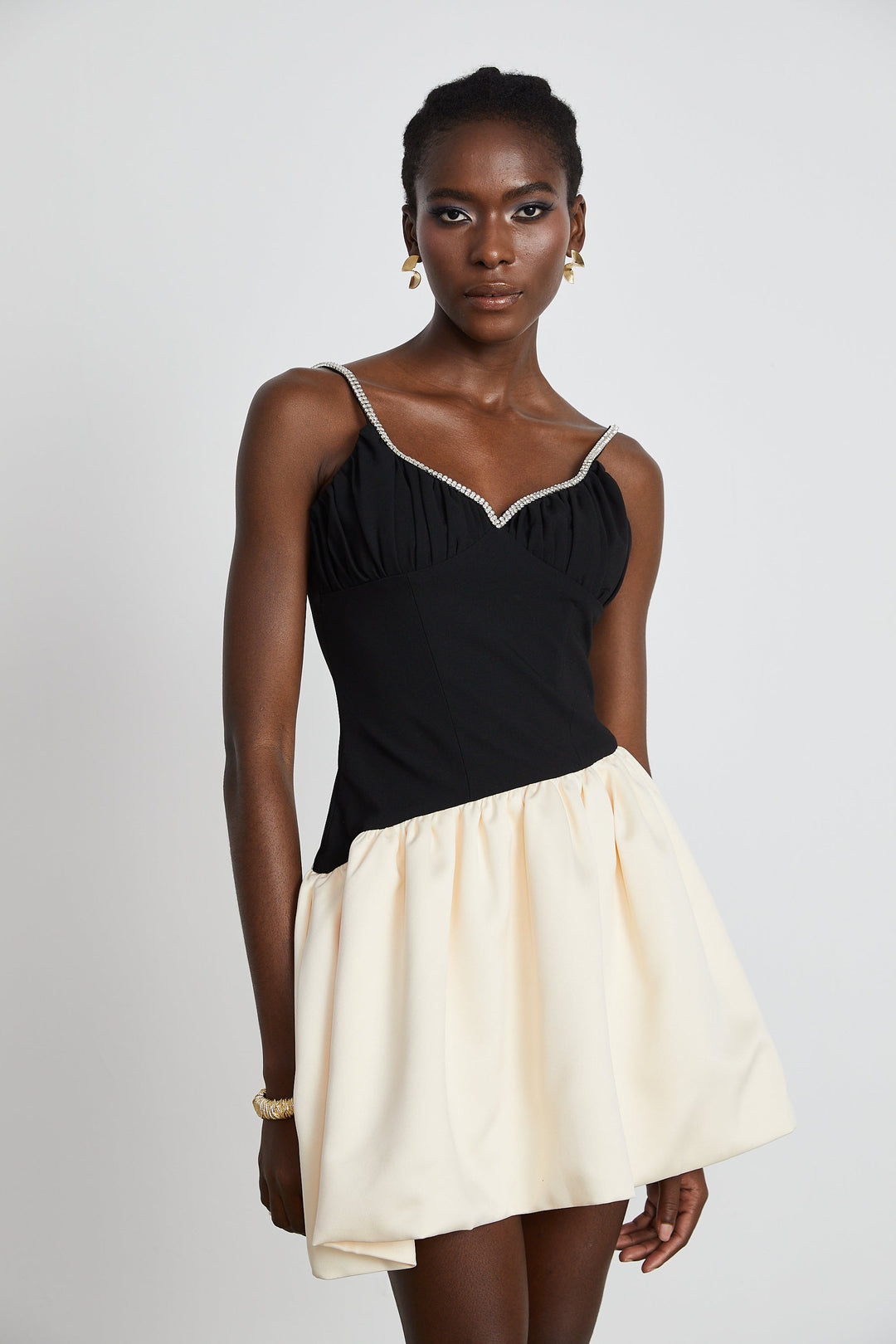 Sophie kontrast mini elbise