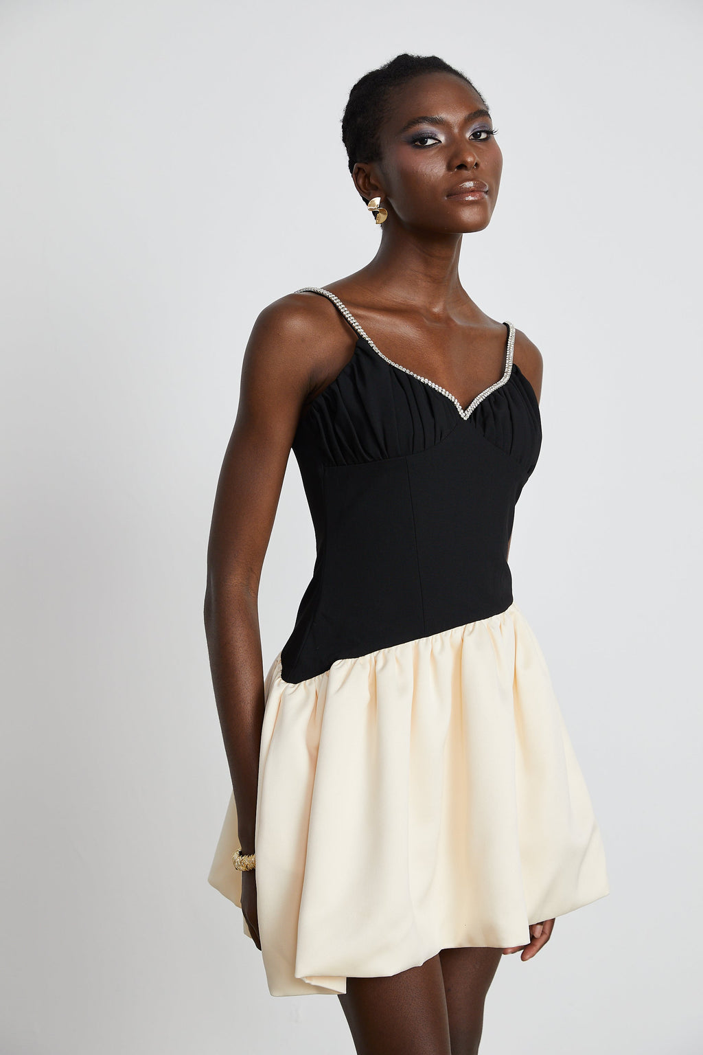 Sophie kontrast mini elbise