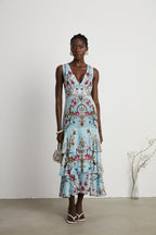 Victoire çiçek baskılı midi elbise