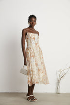 Lucena çiçek midi elbise