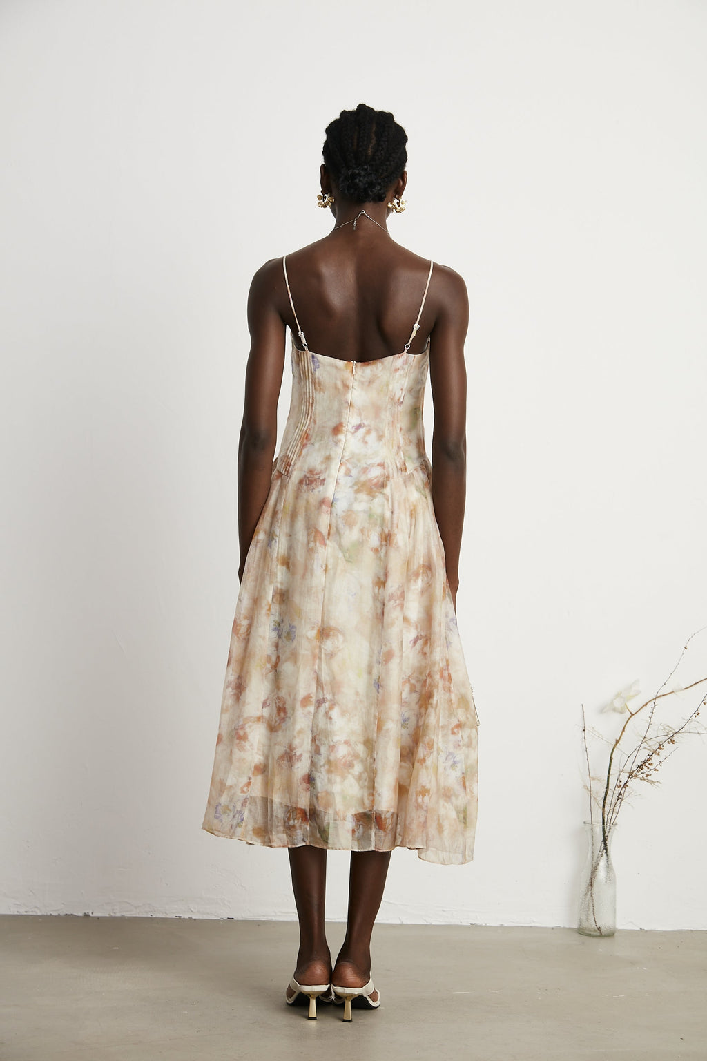 Lucena çiçek midi elbise