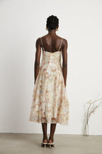 Lucena çiçek midi elbise