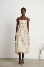 Lucena çiçek midi elbise