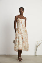 Lucena çiçek midi elbise