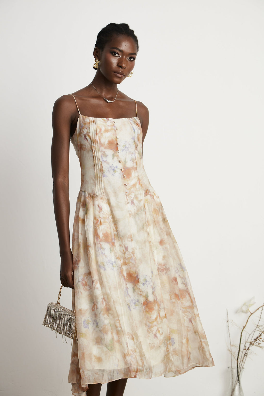 Lucena çiçek midi elbise