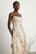 Lucena çiçek midi elbise