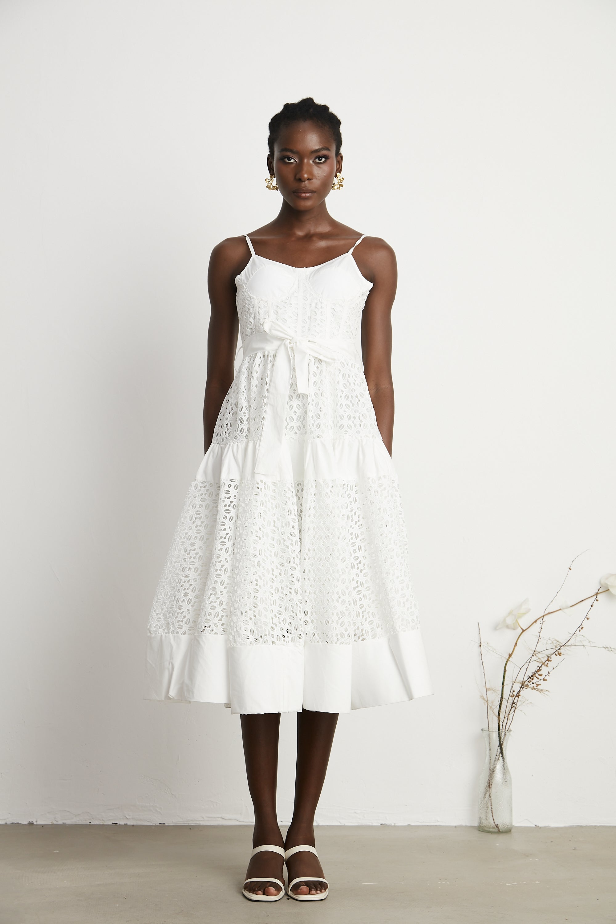 Catriona kuşak midi elbise