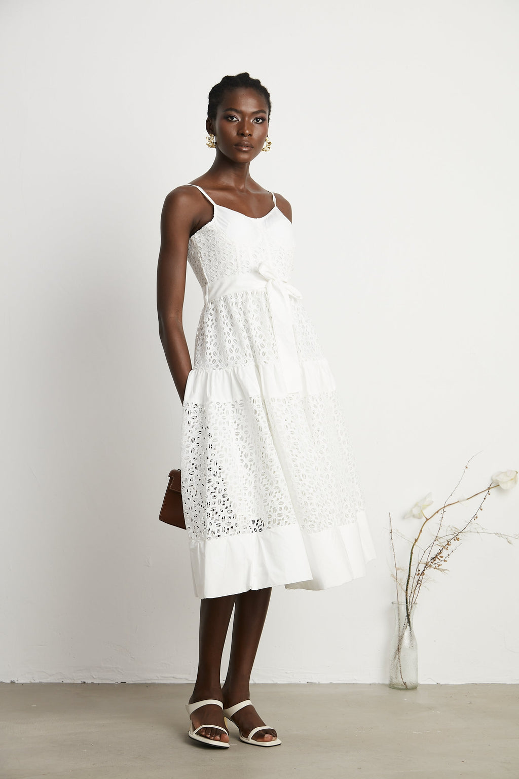 Catriona kuşak midi elbise