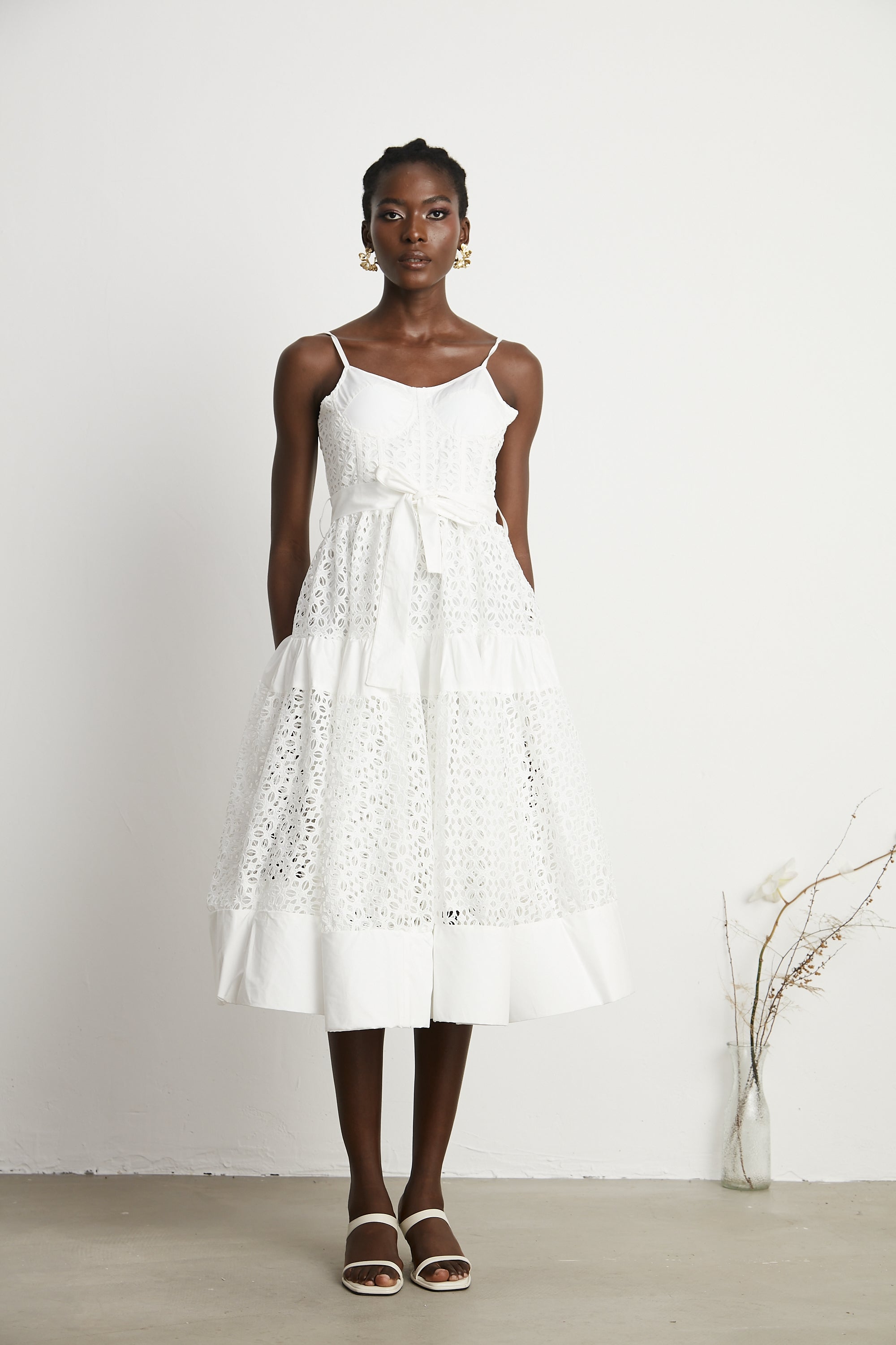 Catriona kuşak midi elbise