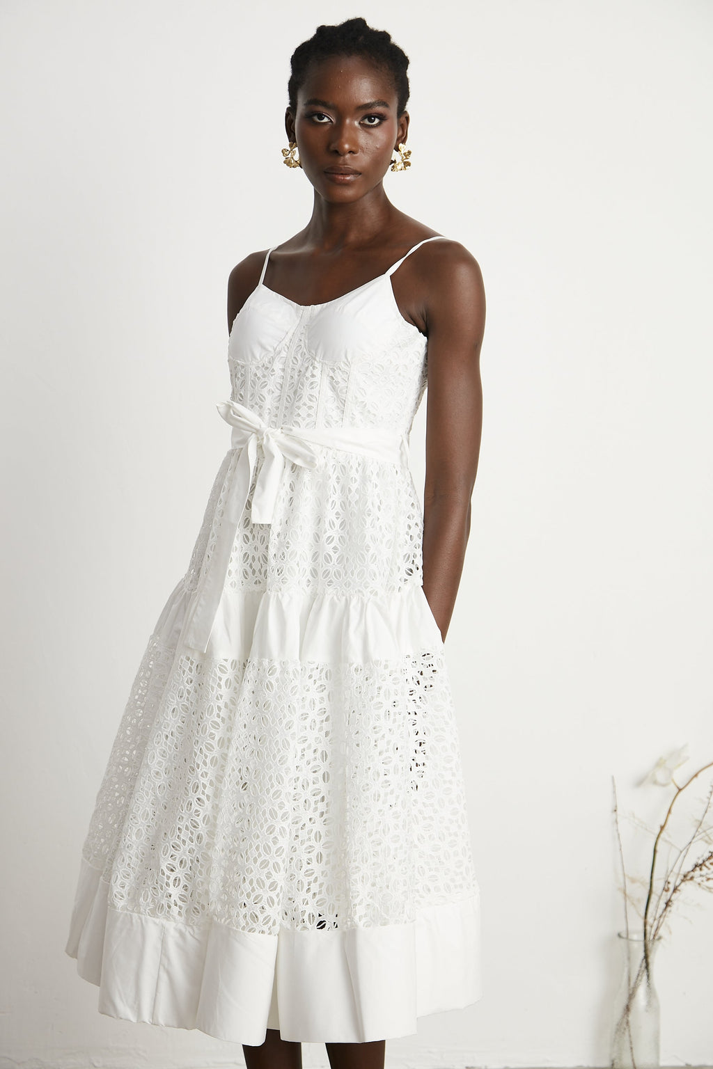 Catriona kuşak midi elbise