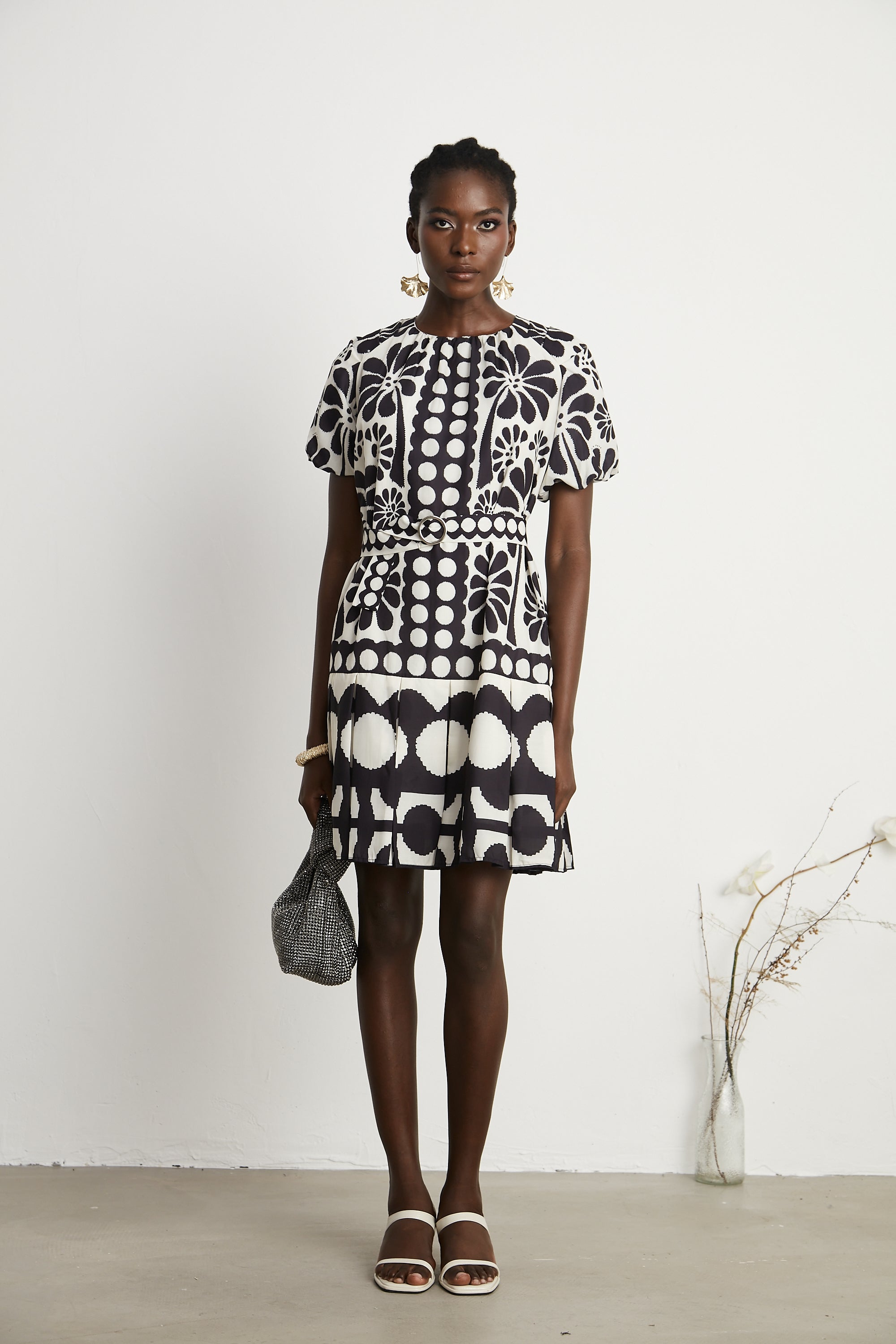 Émeline kuşak mini elbise