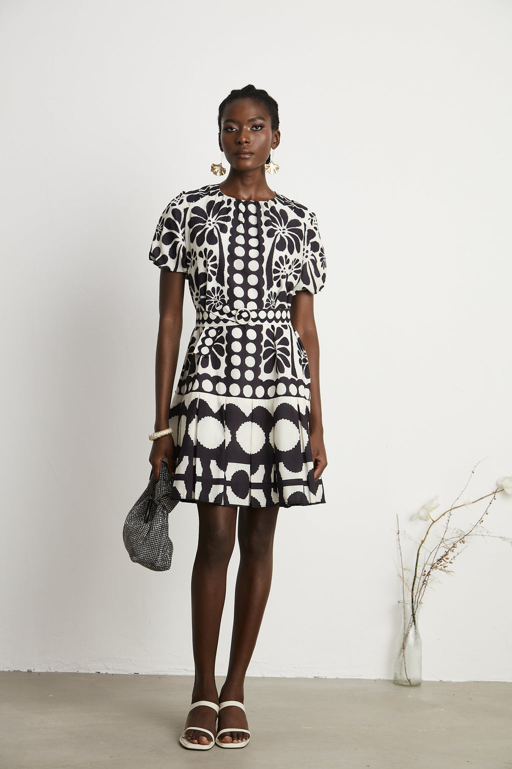 Émeline kuşak mini elbise