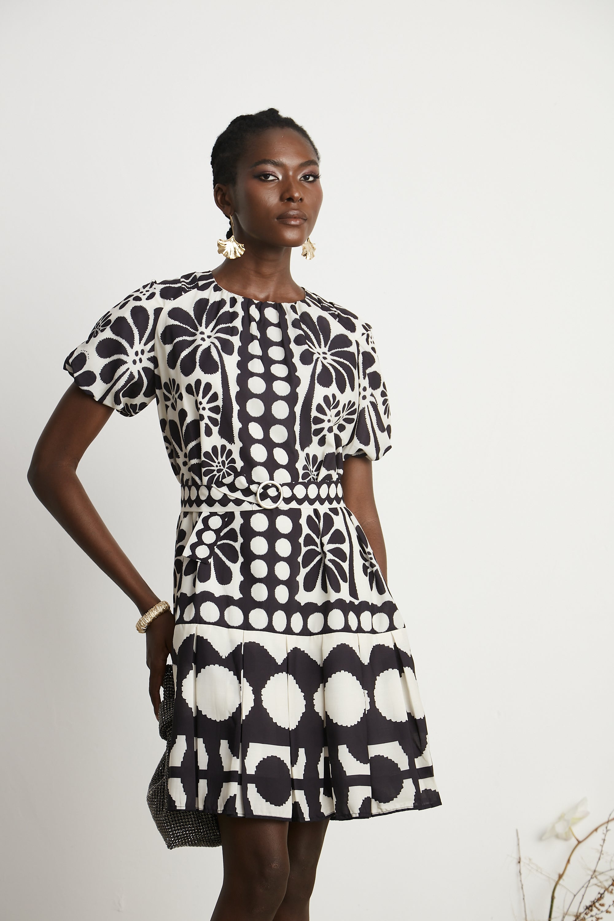 Émeline kuşak mini elbise