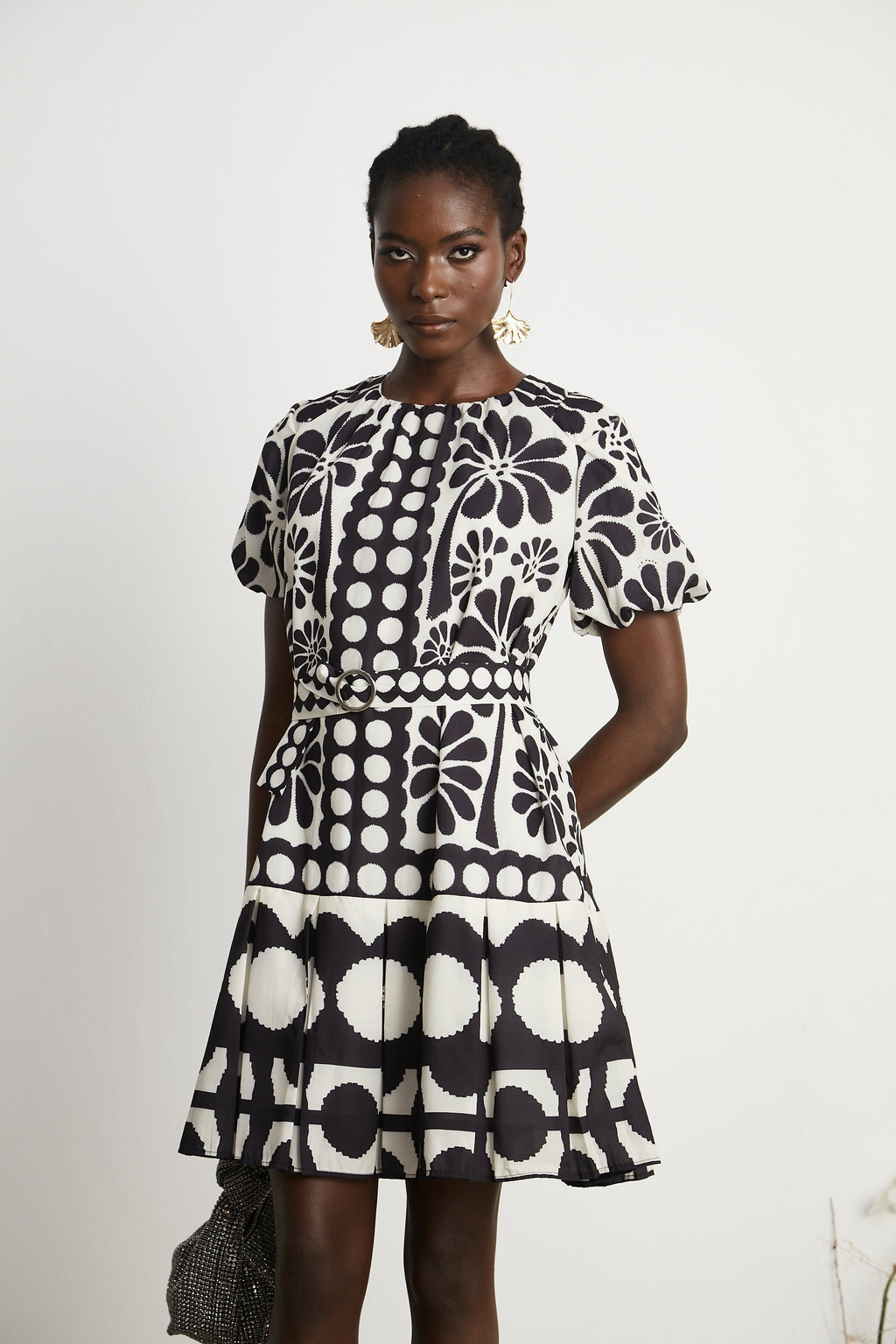 Émeline kuşak mini elbise