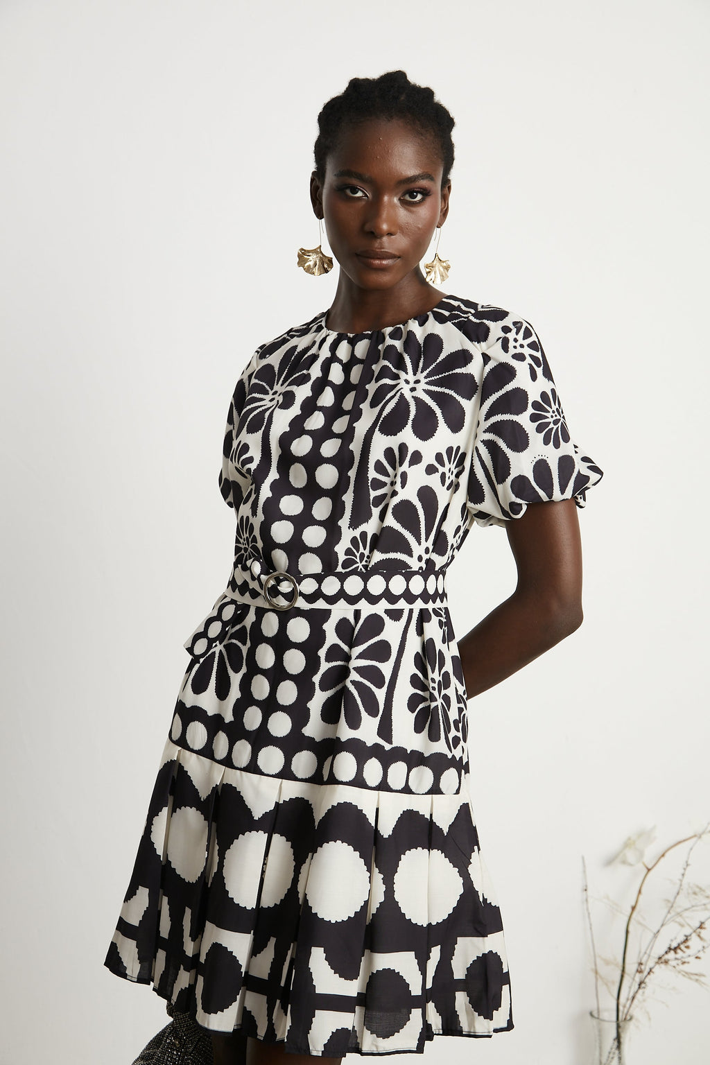 Émeline kuşak mini elbise