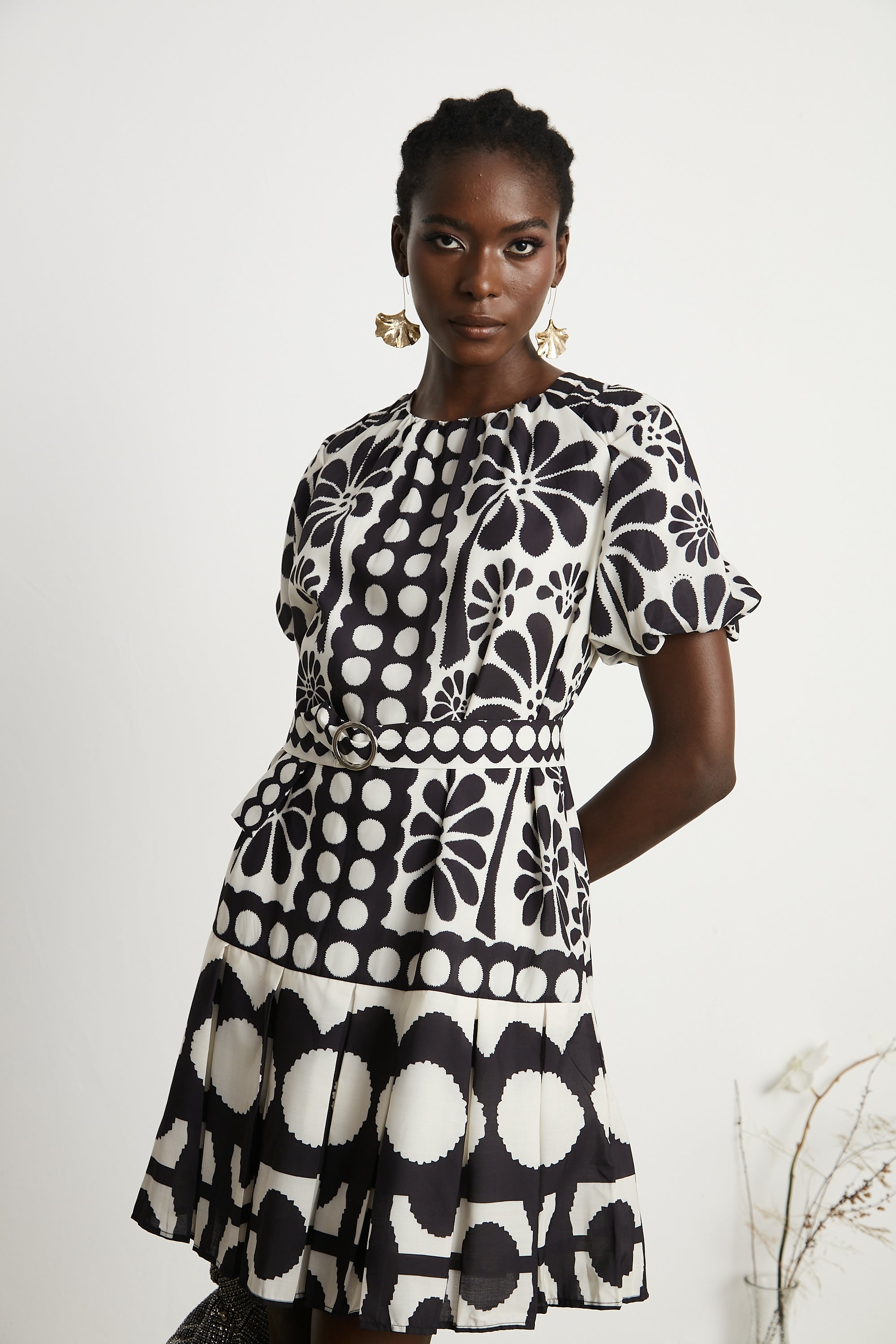 Émeline kuşak mini elbise