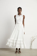 Helen işlemeli midi elbise