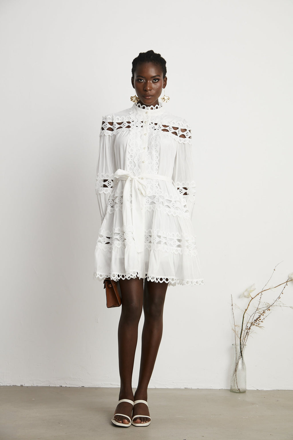 Hélène dekolte mini elbise