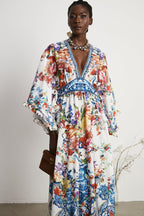 Merle çiçek maksi elbise