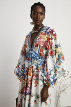 Merle çiçek maksi elbise