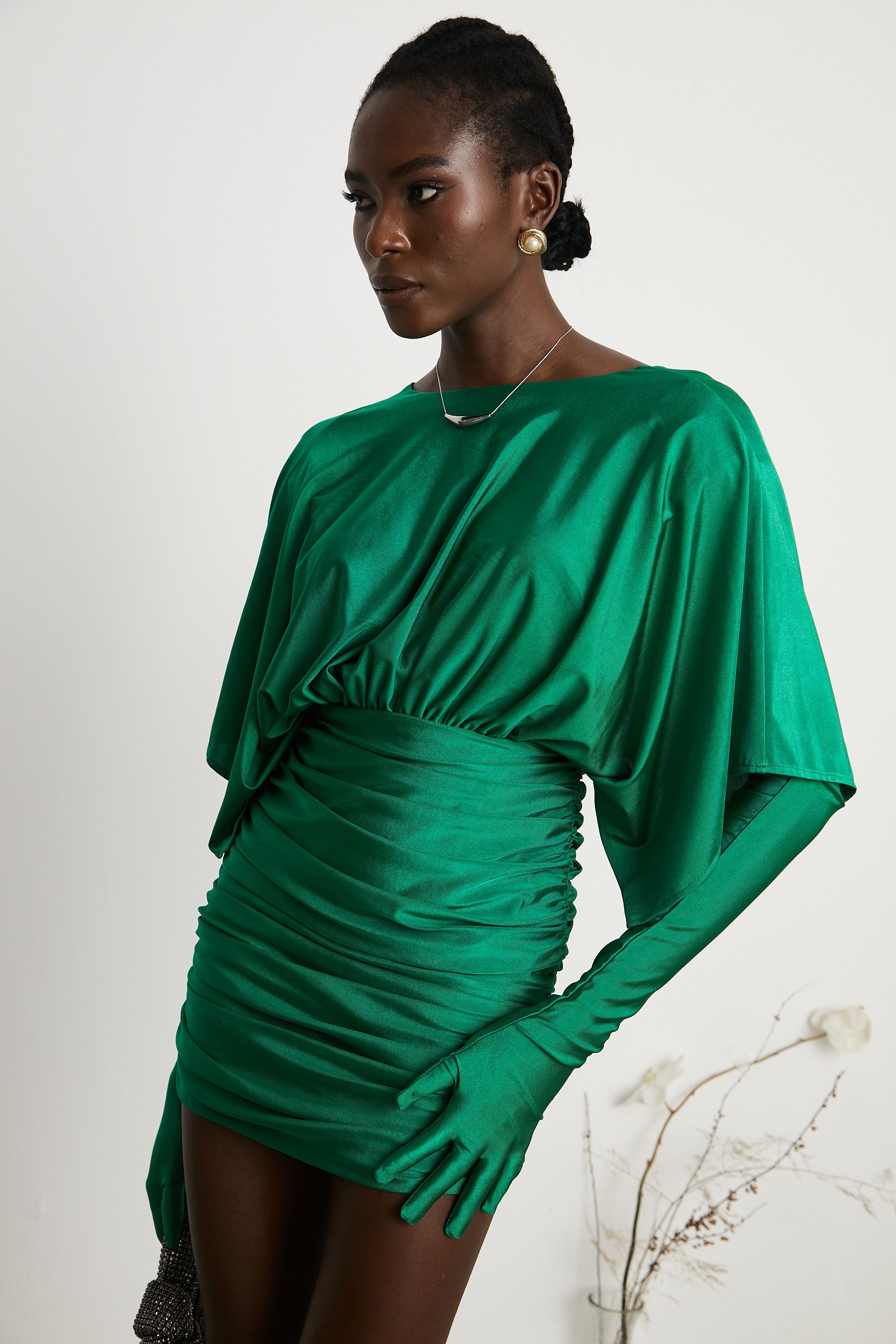 Yvette dantelli mini elbise