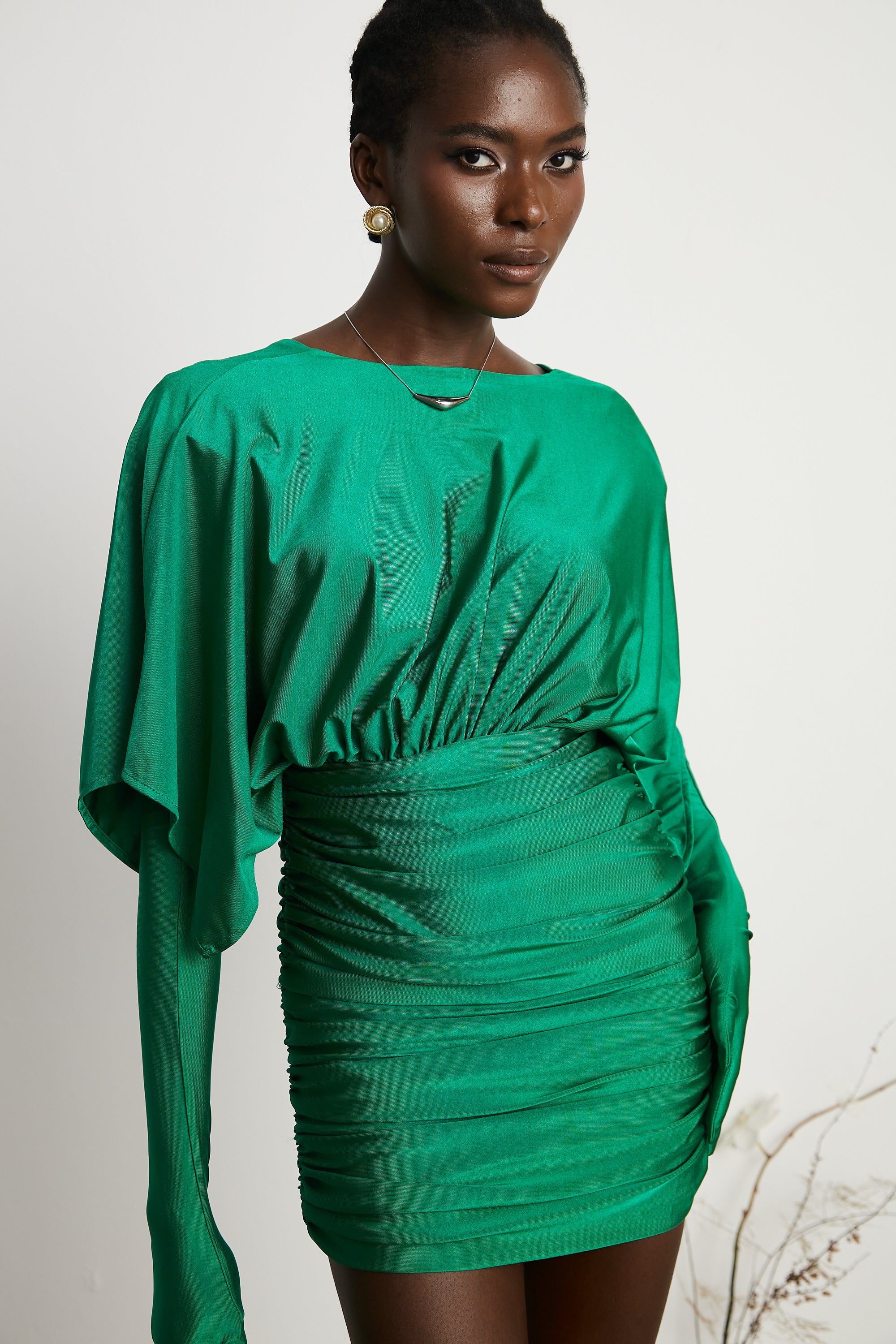 Yvette dantelli mini elbise