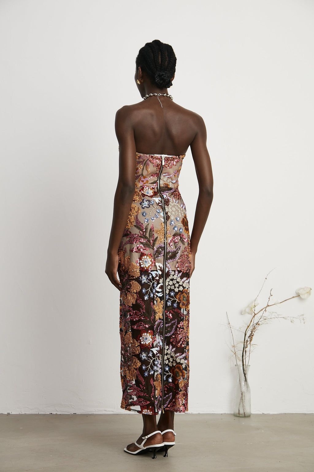 Thérèse payetli midi elbise