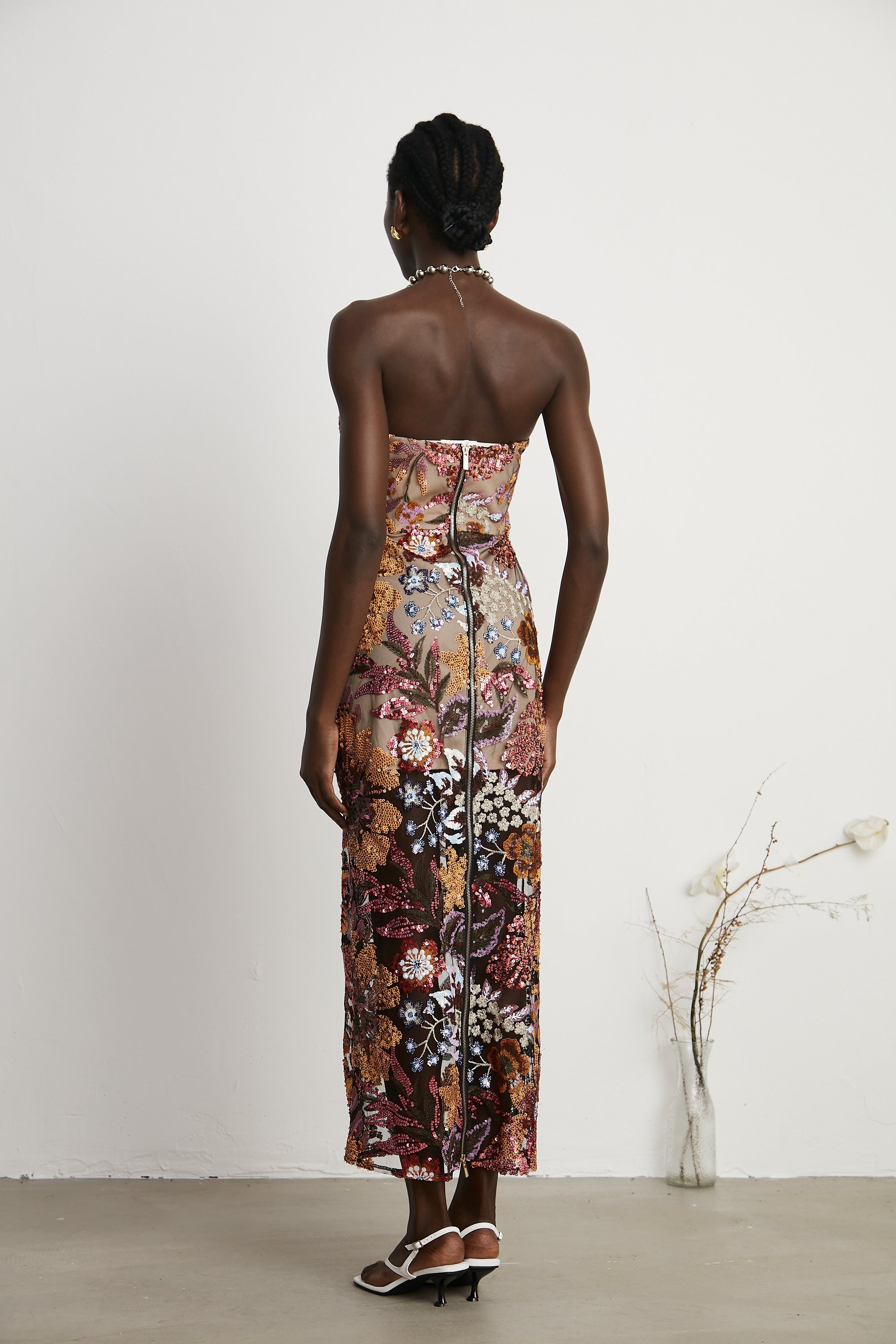 Thérèse payetli midi elbise