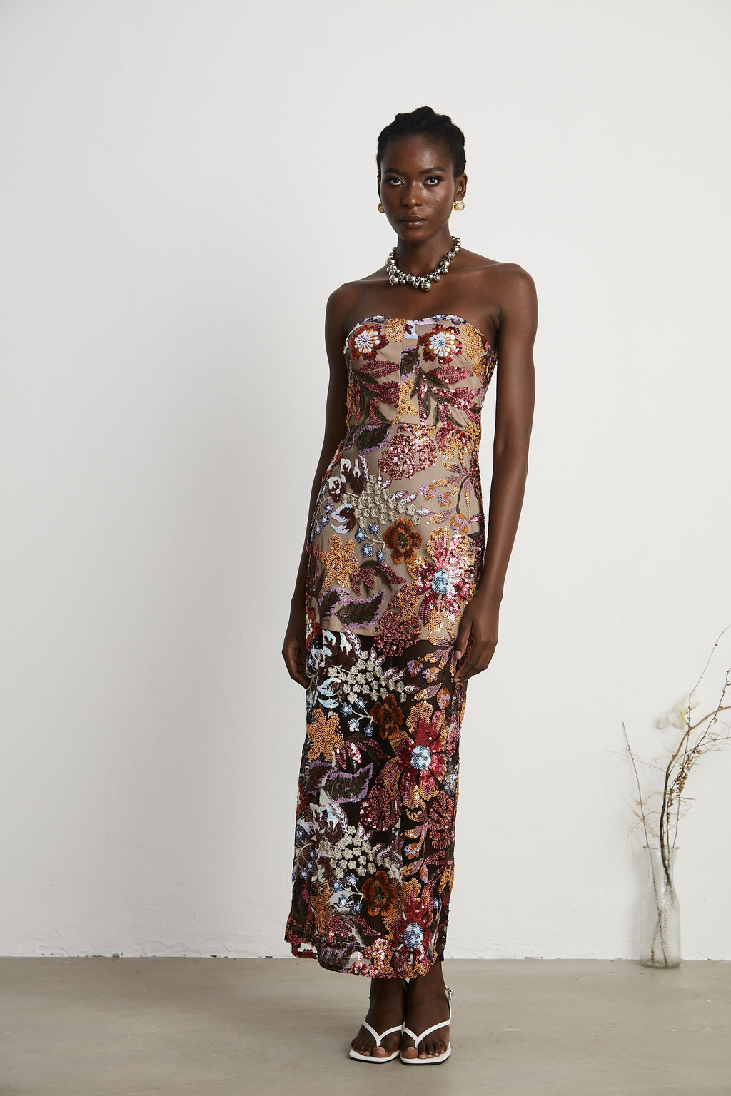 Thérèse payetli midi elbise