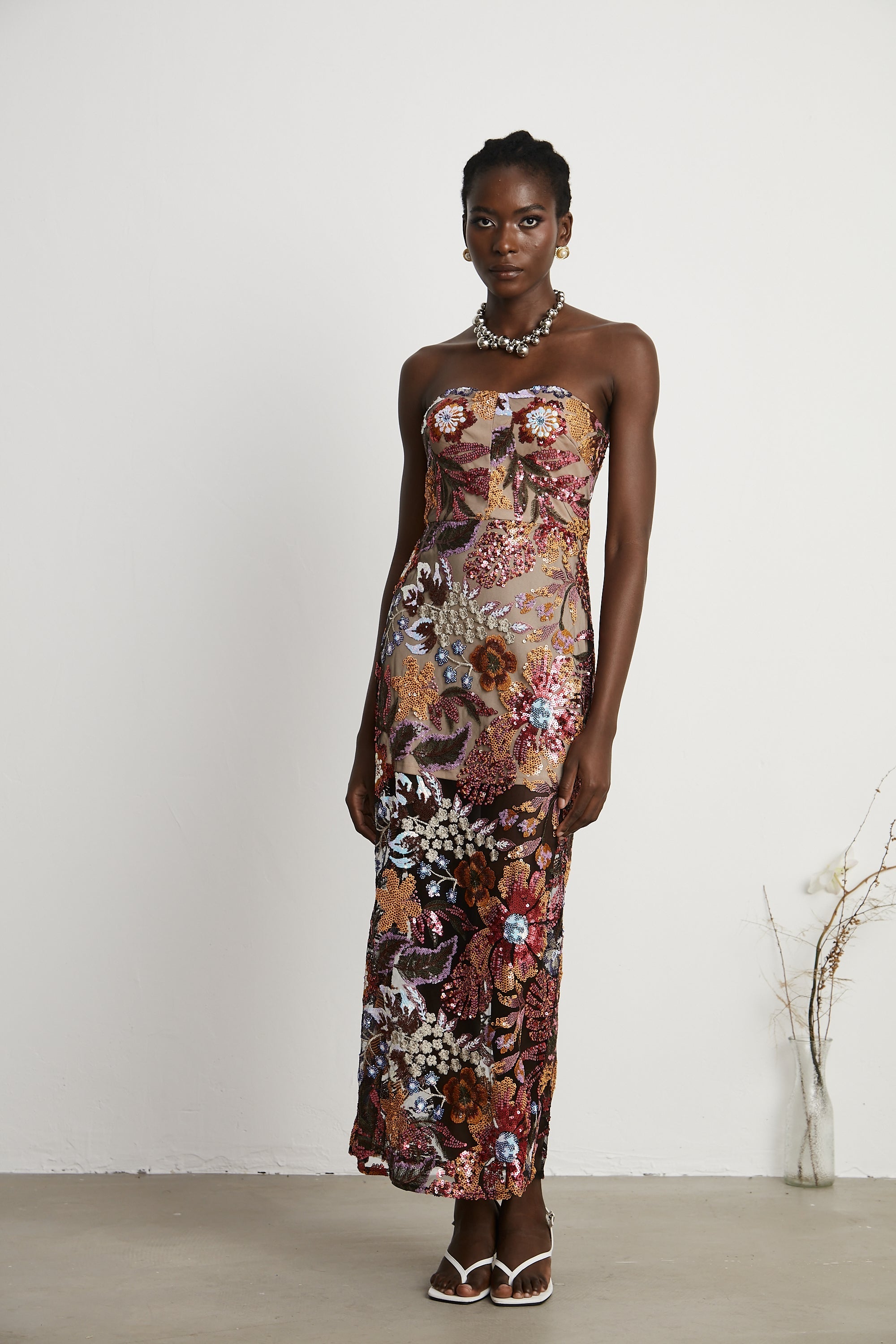 Thérèse payetli midi elbise