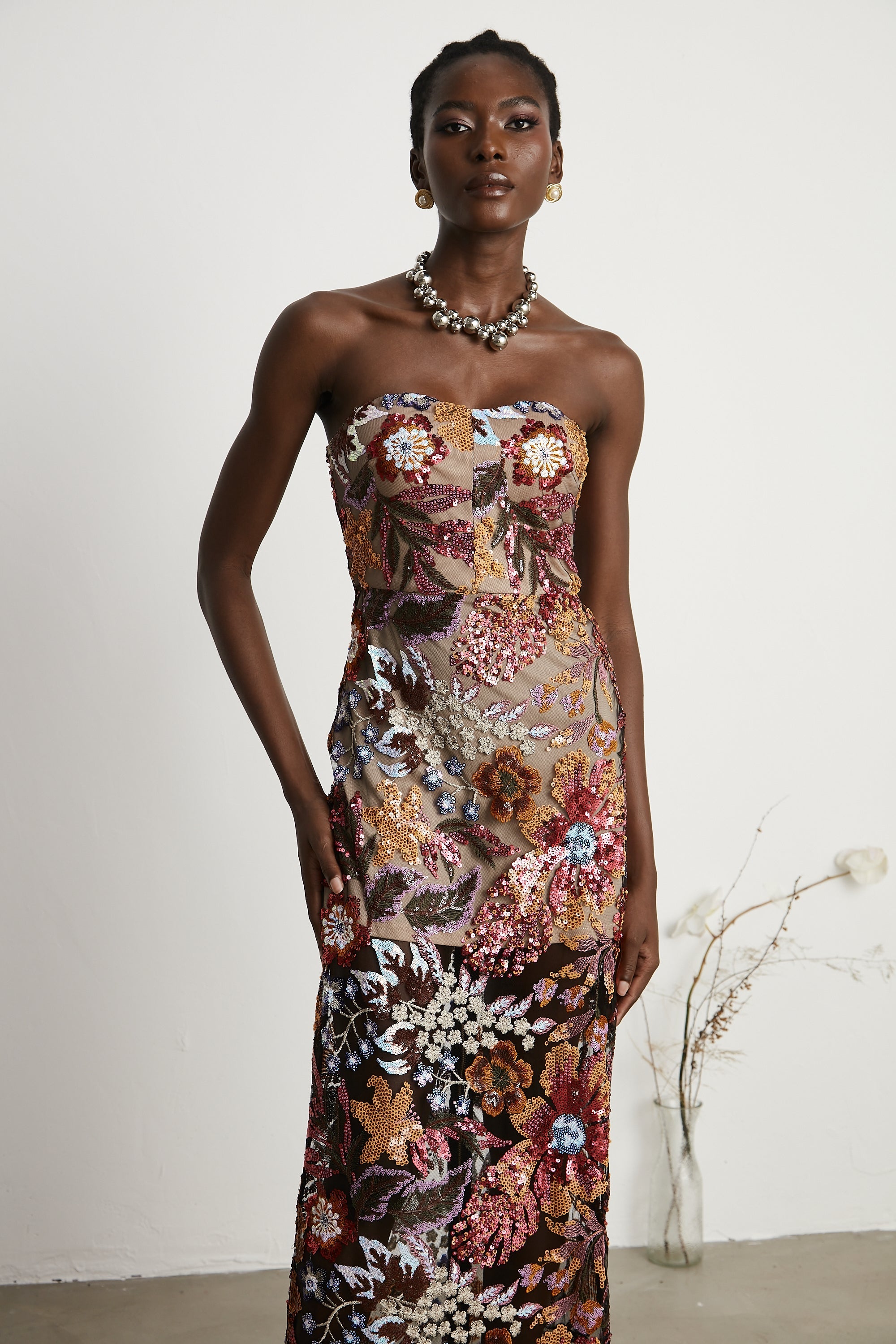 Thérèse payetli midi elbise