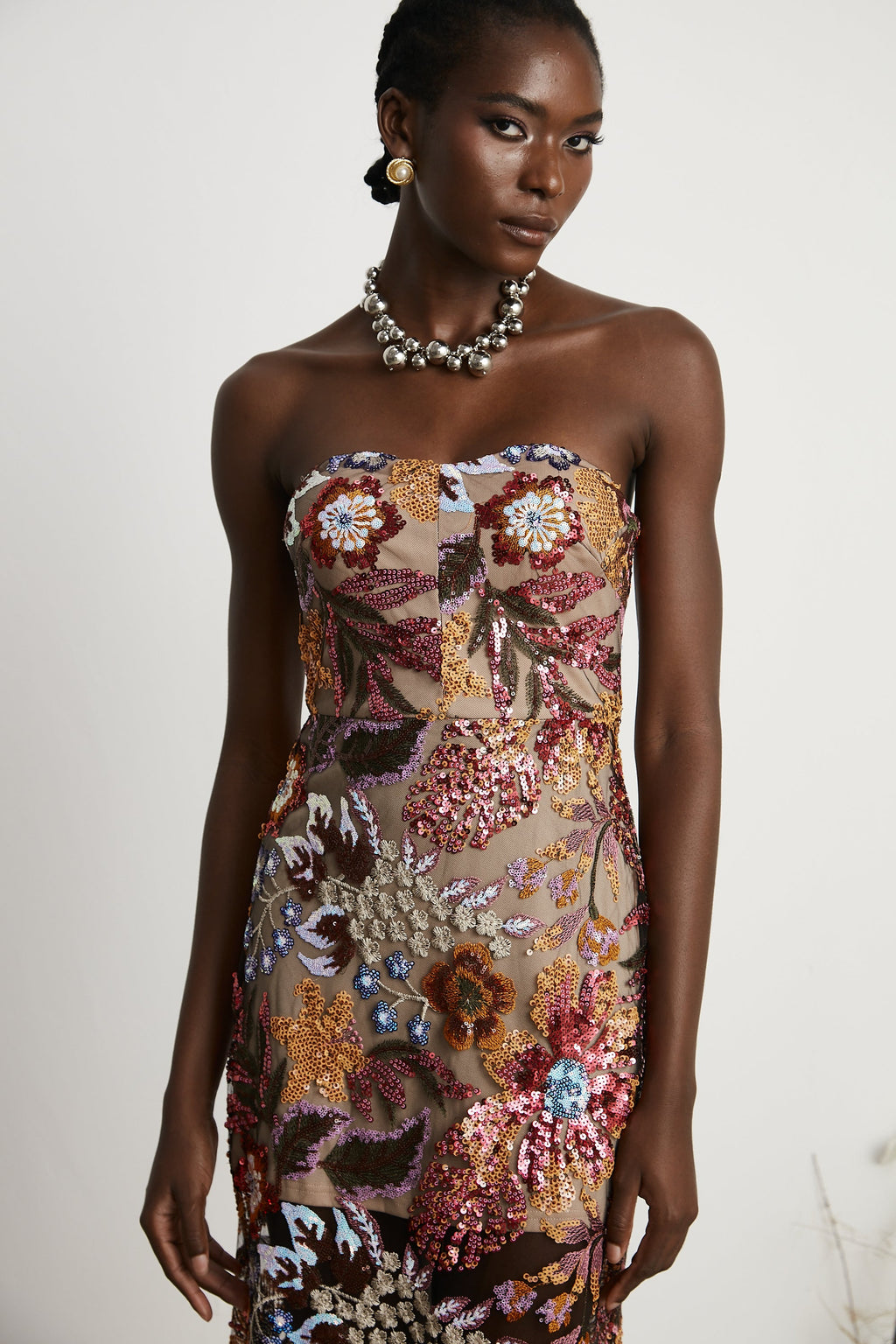 Thérèse payetli midi elbise