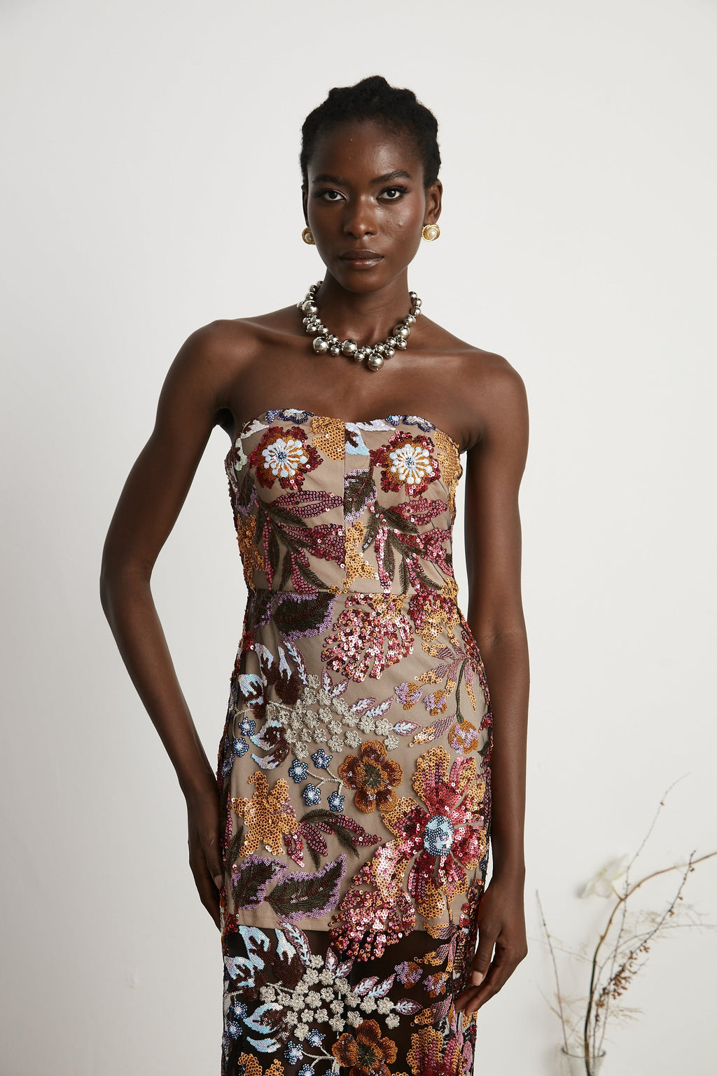 Thérèse payetli midi elbise