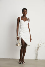 Solène asimetrik mini elbise