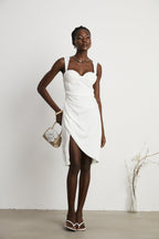 Solène asimetrik mini elbise