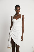 Solène asimetrik mini elbise