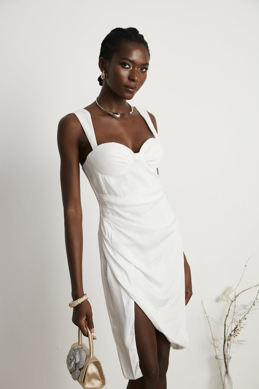 Solène asimetrik mini elbise