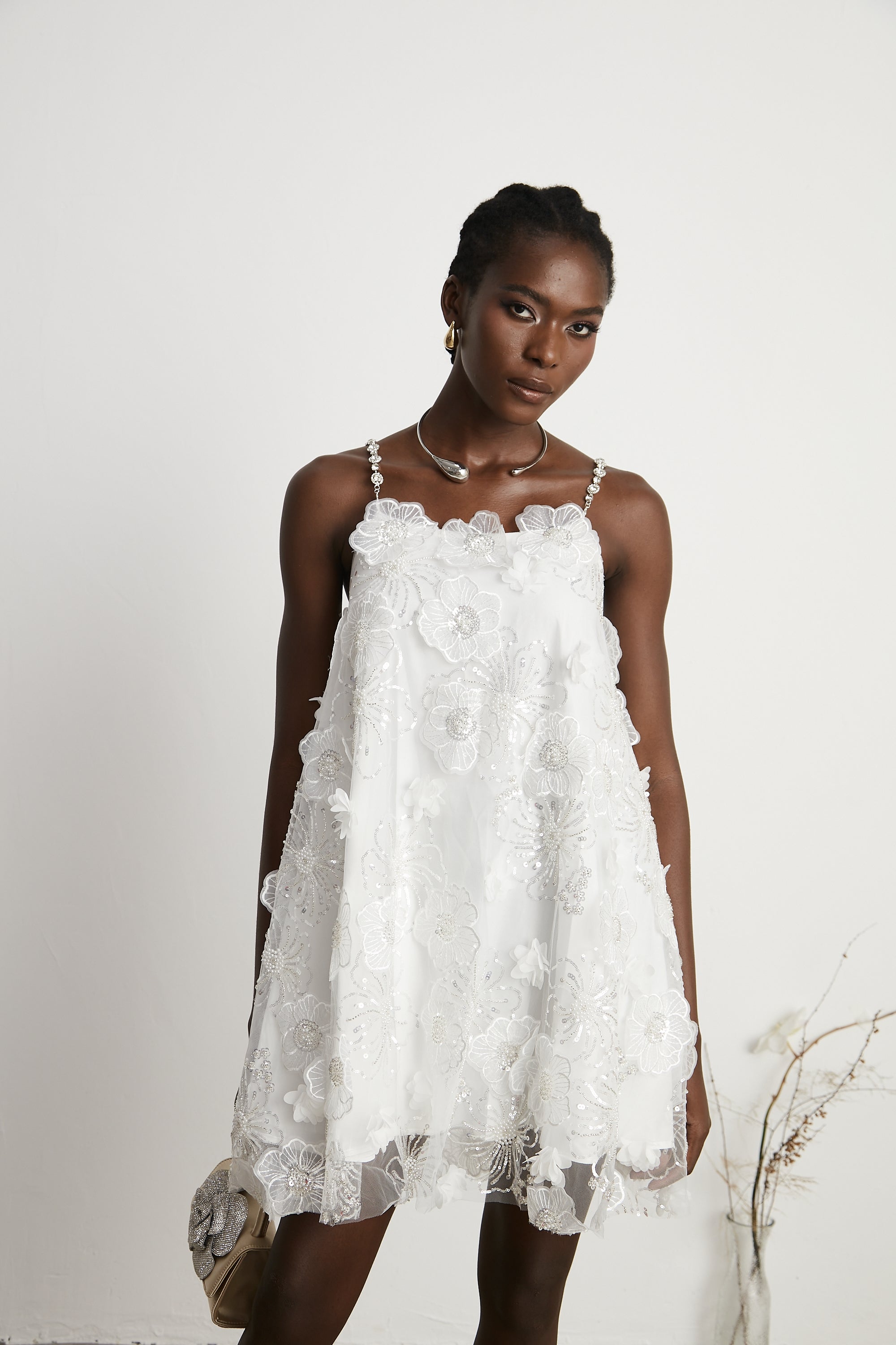 Suzette kristal mini elbise