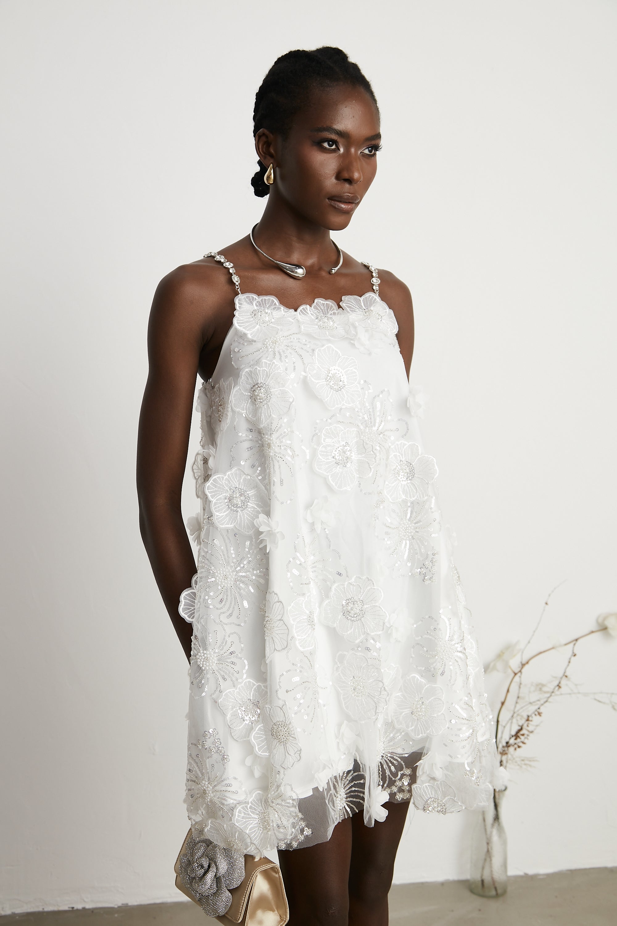 Suzette kristal mini elbise