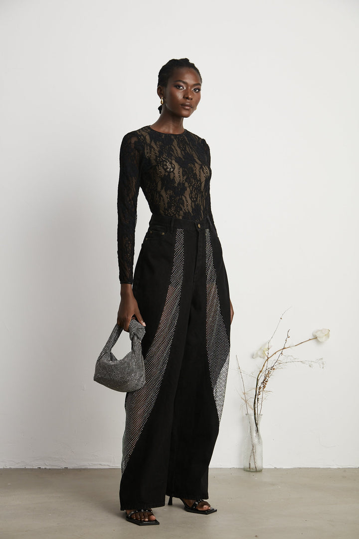 Thérèse geniş paça kot pantolon