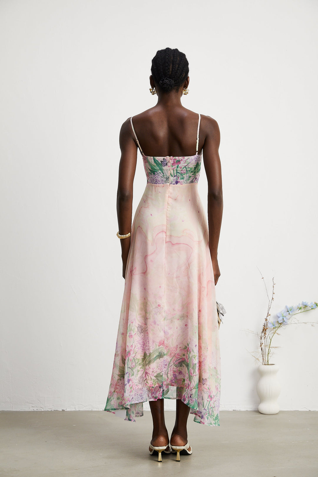 Priscille desenli midi elbise