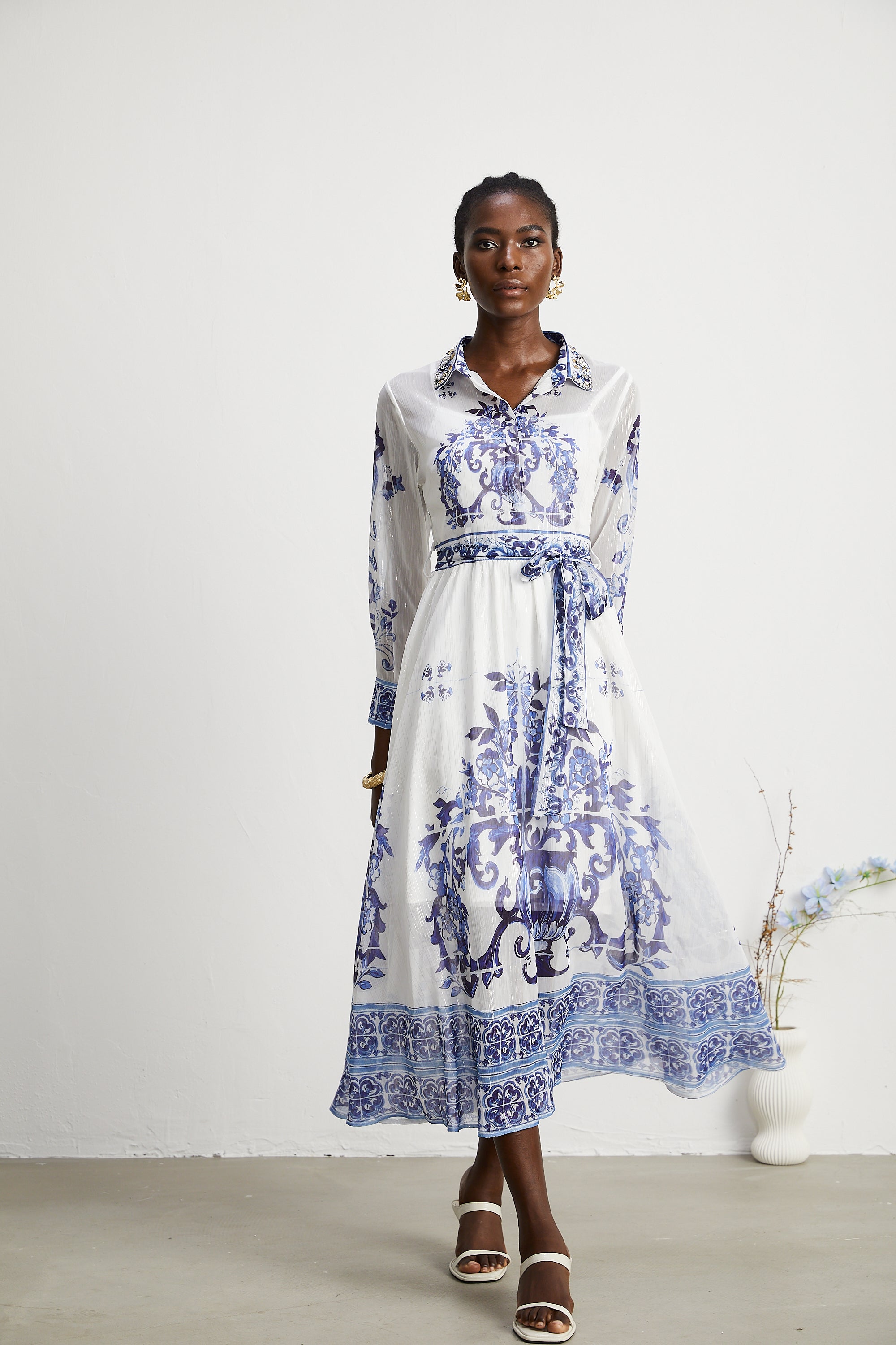 Isabelle desen midi elbise