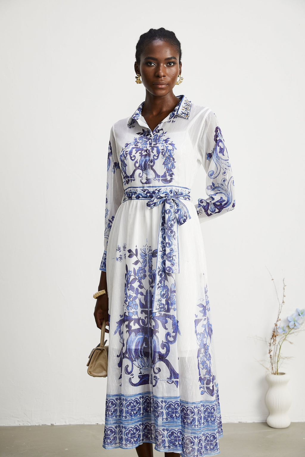 Isabelle desen midi elbise