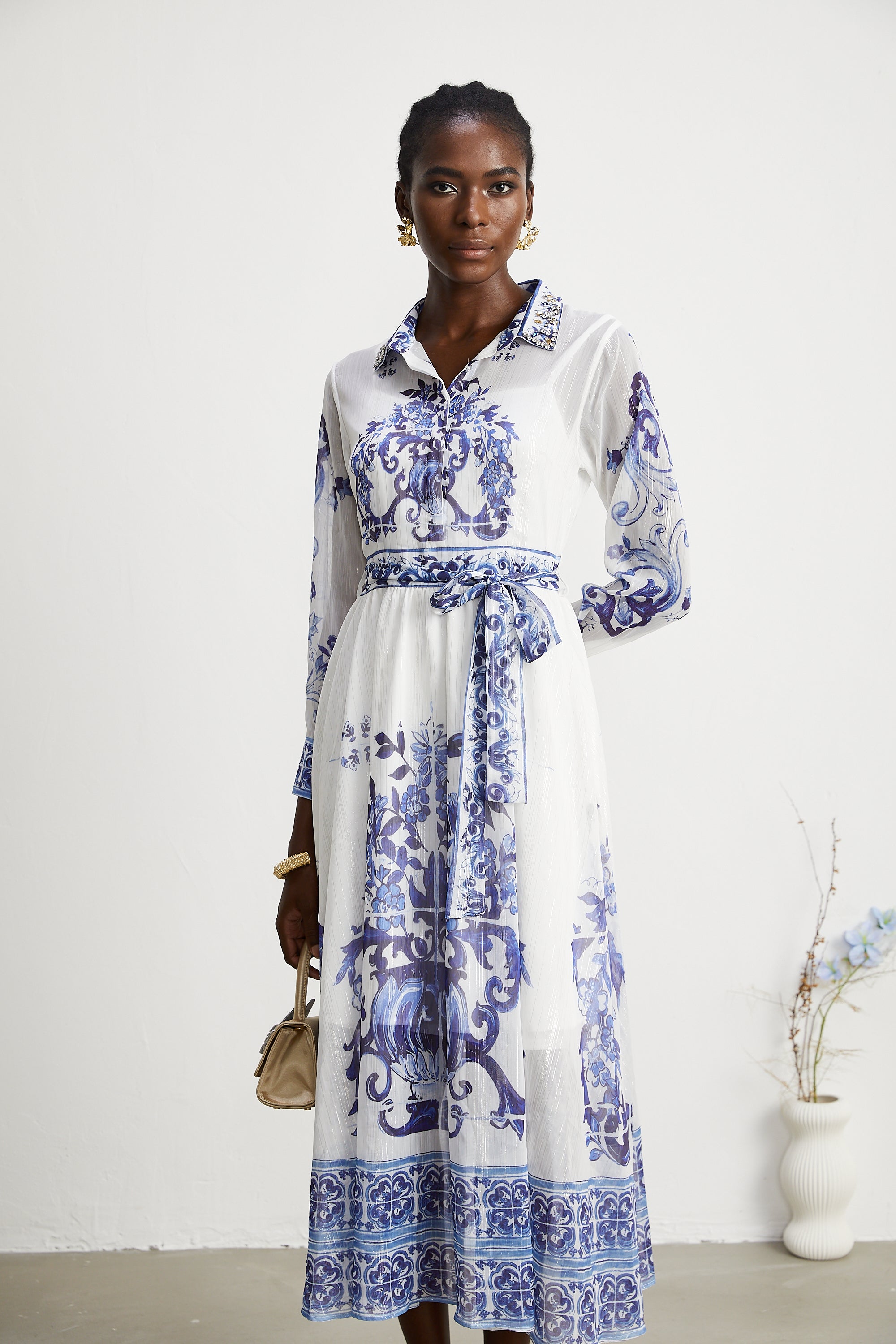 Isabelle desen midi elbise